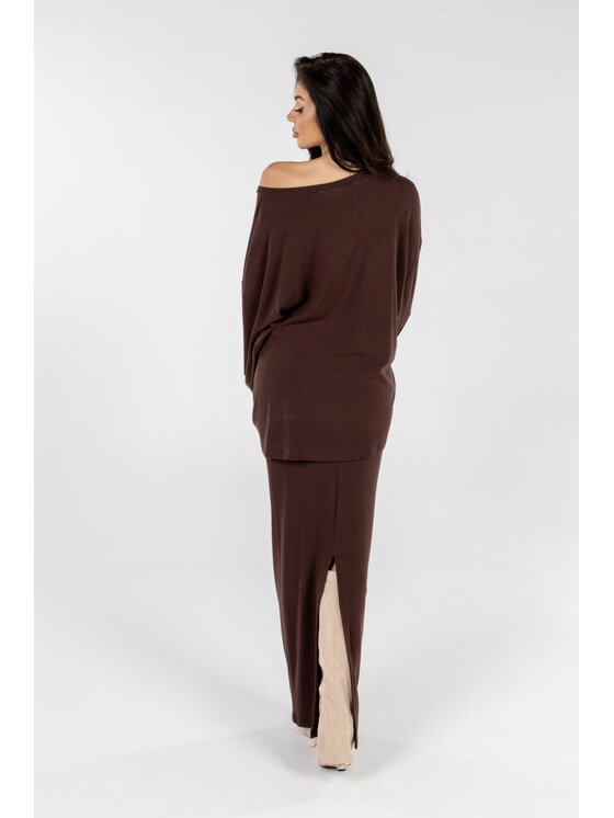 Agatha Studio Agatha Studio Komplet sweter i spódnica ołówkowa A26ZS-KS-K07 Brązowy Slim Fit