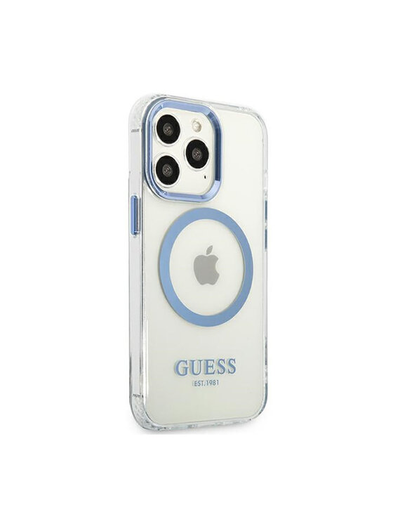 Guess Guess Etui na telefon Metal Outline Magsafe Przezroczysty
