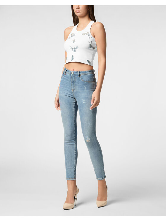 PHILIPP PLEIN PHILIPP PLEIN Tank top 22355 Modrá Skin Tight Fit