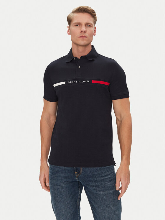 Tommy Hilfiger Tommy Hilfiger Polo Chest Insert MW0MW38130 Granatowy Regular Fit