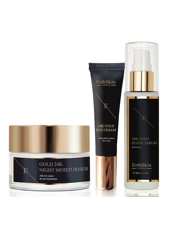 Erthskin London Erthskin London Eliksir Przeciwzmarszczkowy Serum + NAWILŻACZ NA NOC + KREM POD OCZY Zestaw do pielęgnacji