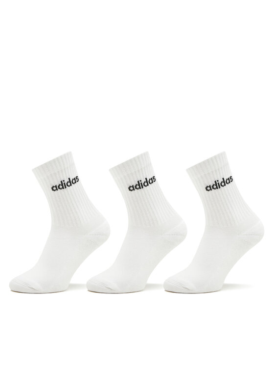 adidas adidas Șosete lungi Linear Crew Cushioned Socks 3 Pairs HT3455 Alb