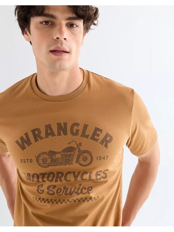 Wrangler Wrangler T-Shirt AMERICANA TEE Beżowy Regular Fit