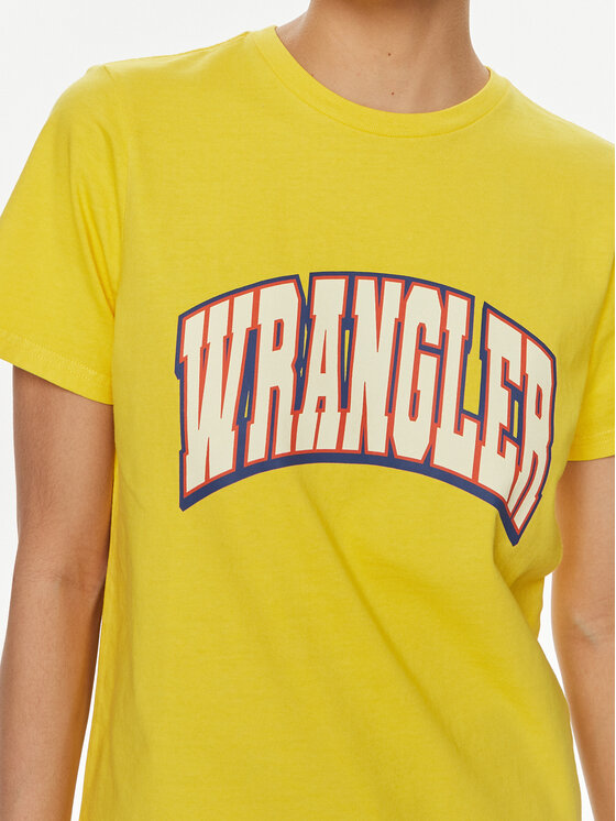 Wrangler Wrangler T-shirt Varsity 112350189 Žuta Regular Fit