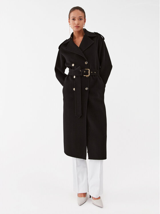 Pinko Palton de lână Testo 101672 Y27P Negru Regular Fit