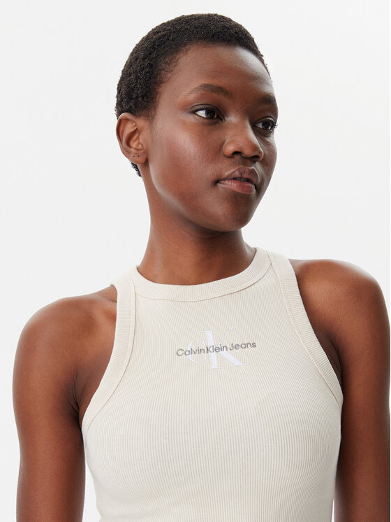 Calvin Klein Jeans Calvin Klein Jeans Τοπ Monologo J20J225301 Μπεζ Slim Fit