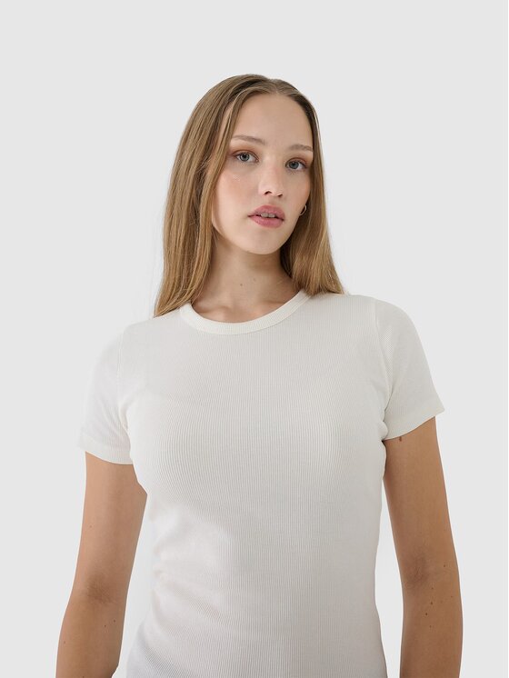 4F 4F T-Shirt 4FWSS25TTSHF1968-11S Bílá Slim Fit