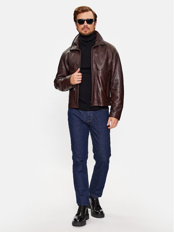 Trussardi Trussardi Кожено яке 52S00933 Кафяв Regular Fit