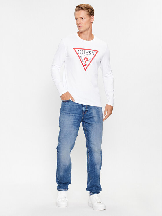 Guess Guess Majica dugih rukava Original Logo M2YI31 I3Z14 Bijela Slim Fit