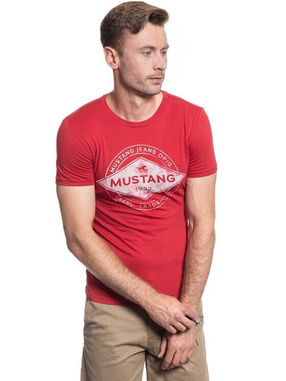 Mustang Mustang T-shirt AARON C PRINT Rosso Slim Fit