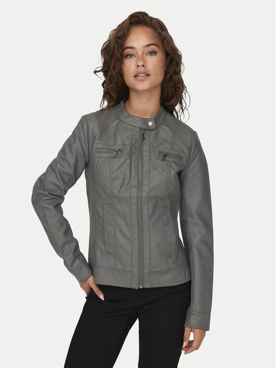 ONLY Veste en simili cuir Bandit 15081400 Gris Regular Fit