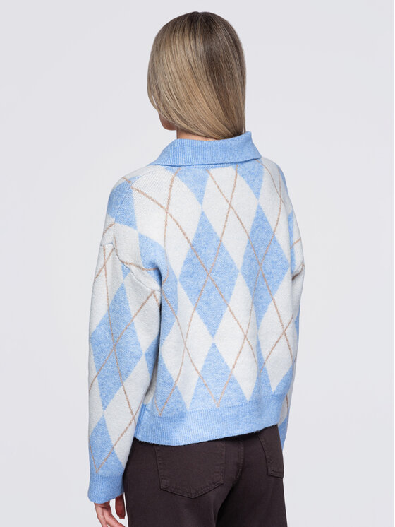 Ombre Ombre Sweter OW-SW-E0030 Niebieski Relaxed Fit