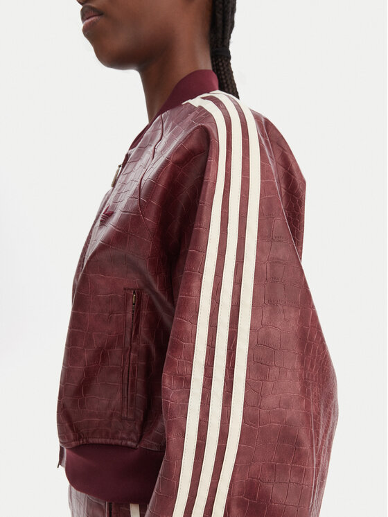 adidas adidas Kurtka z imitacji skóry Pleather KD8792 Bordowy Oversize
