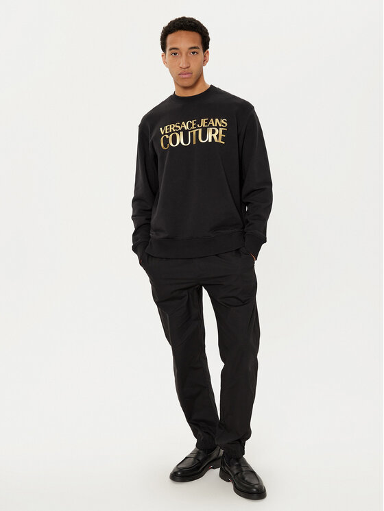 Versace Jeans Couture Versace Jeans Couture Džemperis ar kapuci 78GAIT05 Melns Regular Fit