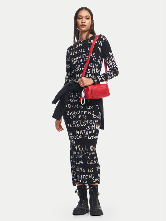 Desigual Desigual Ежедневна рокля 24WWVK45 Черен Slim Fit