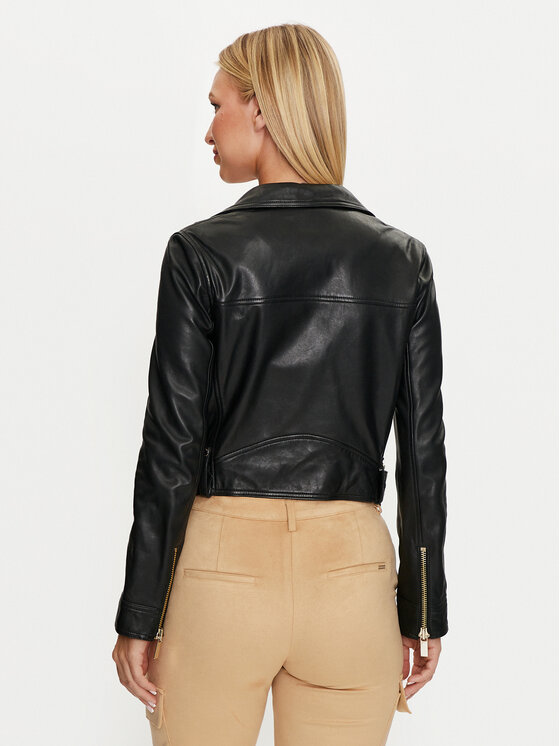 Marciano Guess Marciano Guess Kožená bunda 4YGL17 7133A Černá Regular Fit