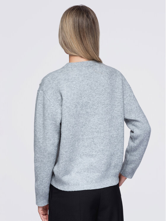 Ombre Ombre Sweter OW-SW-E0036 Szary jasny Regular Fit