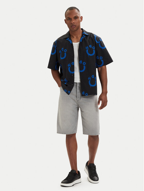 HUGO HUGO Hemd Eligino 50561691 Schwarz Relaxed Fit