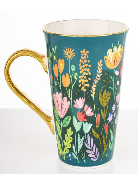 MIAhome MIAhome Kubek porcelanowy 700 ml BLUMEN-II 17x15x10 cm zielony Zielony
