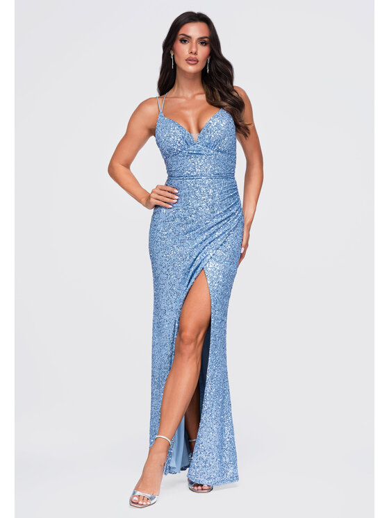 Ombre Ombre Sukienka wieczorowa LA-OM-DLR467 Niebieski Slim Fit