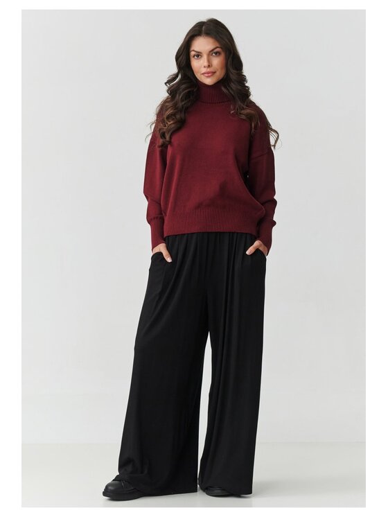 Makadamia Makadamia Sweter S165 Bordowy Loose Fit