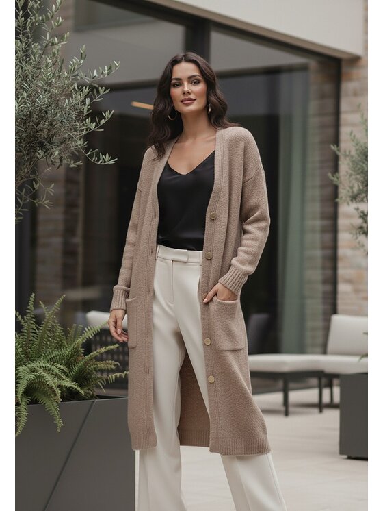 FIGL FIGL Kardigan M1237 Hnědá Regular Fit