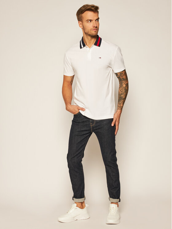 tommy jeans flag neck polo shirt