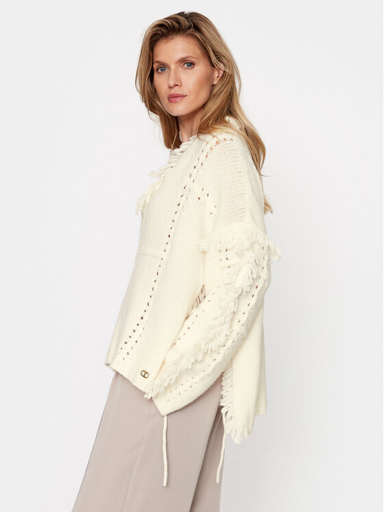 TWINSET TWINSET Ponczo 232TP3540 Écru Relaxed Fit