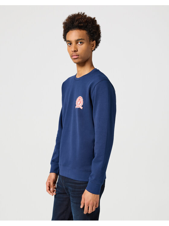 Wrangler Wrangler Bluzka GRAPHIC SWEATSHIRT Niebieski Regular Fit