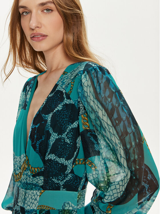 Fracomina Fracomina Sommerkleid FQ24SD3017W412N4 Türkisfarben Regular Fit