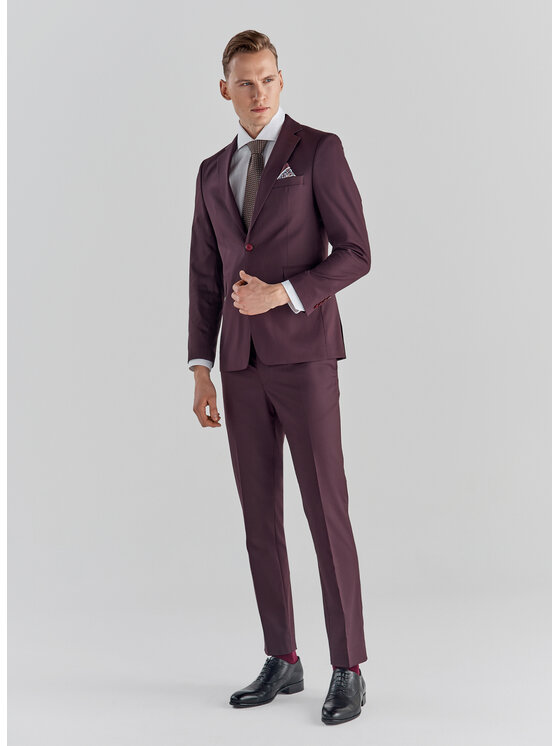 Pako Lorente Pako Lorente Spodnie garniturowe P22SF-6G-016 Bordowy Slim Fit