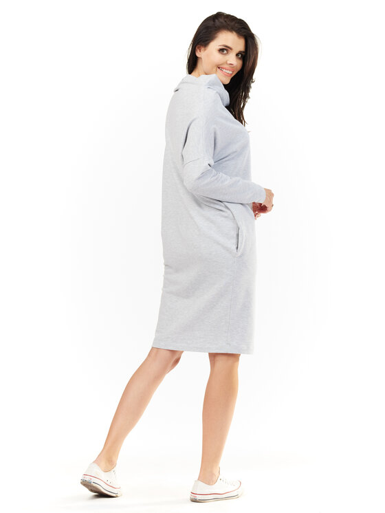 Awama Awama Úpletové šaty L061 Šedá Basic Fit