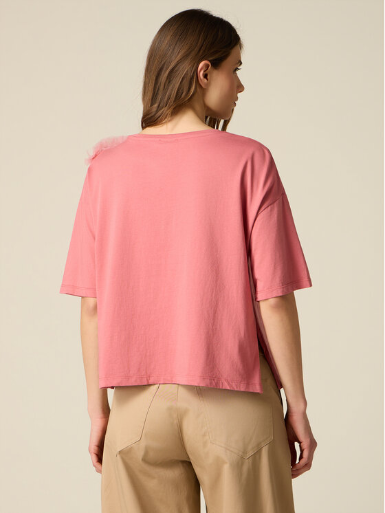 Oltre Oltre T-Shirt G014J004371N006 Różowy Regular Fit