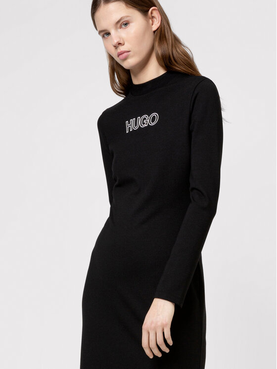 HUGO Hugo Trikotažinė suknelė Dassy 50449838 Juoda Slim Fit