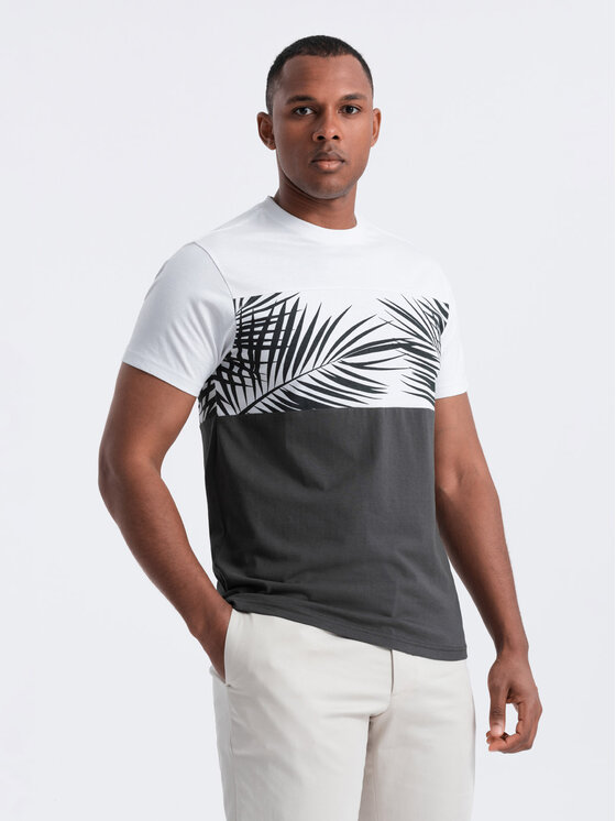 Ombre Ombre T-Shirt OM-TSPT-0177 Šedá Regular Fit