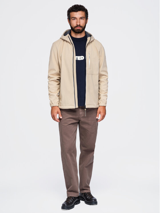 Ombre Ombre Kurtka przejściowa OM-JANP-0292 Beżowy Regular Fit