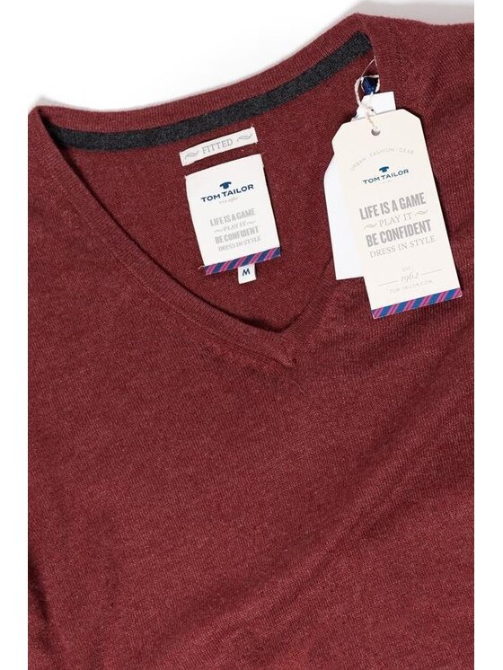 Tom Tailor Tom Tailor Maglione TOM TAILOR V-NECK Rosso Slim Fit