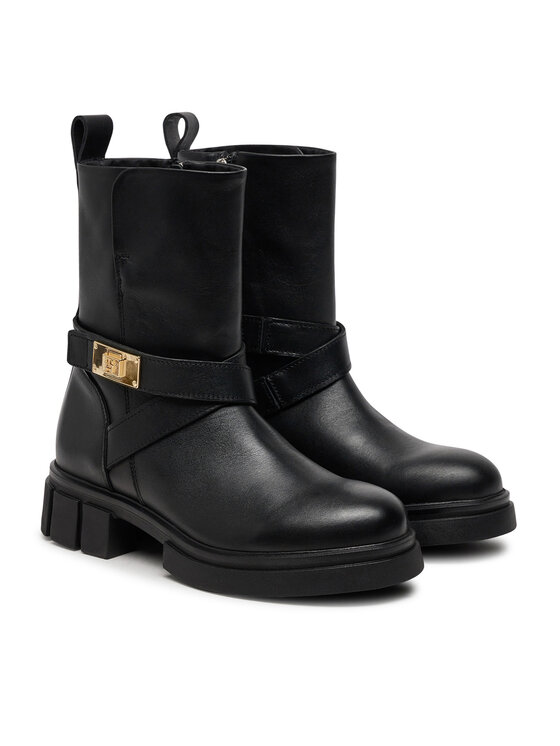 Tommy Hilfiger Tommy Hilfiger Botine Biker Leather FW0FW08313 Negru