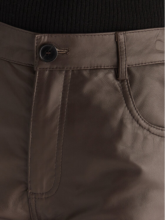 ViCOLO ViCOLO Παντελόνι δερμάτινο TF0318 Καφέ Regular Fit