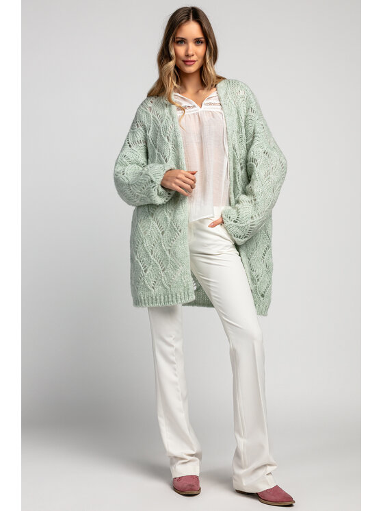 Fobya Fobya Kardigan F1971 Zielony Oversize