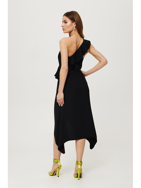 Makover Makover Koktejlové šaty K185 Černá Modern Fit