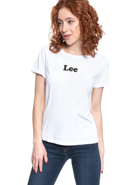 Lee Lee T-shirt LOGO T Bianco Slim Fit