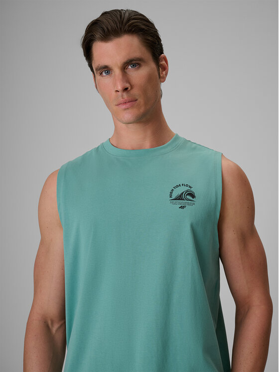 4F 4F Tank top CATCH THE WAVE Turkusowy Standard Fit