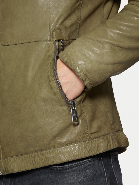 Milestone Milestone Giacca di pelle 511099 60605 Verde Regular Fit