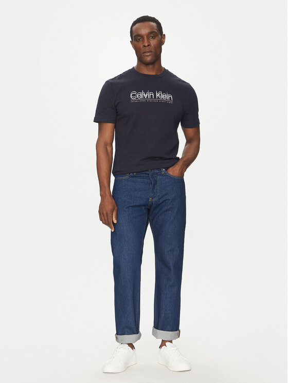 Calvin Klein Calvin Klein T-shirt Double Logo K10K114149 Tamnoplava Regular Fit
