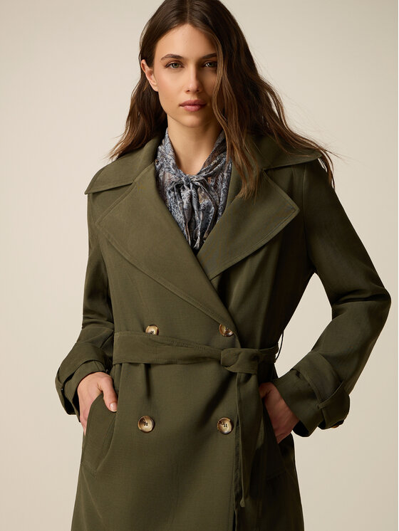 Oltre Oltre Płaszcz zimowy 0038R000539N035 Zielony Baggy Fit