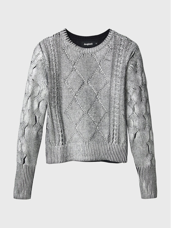 Desigual Desigual Svetr Johanna 22WWJF69 Stříbrná Regular Fit