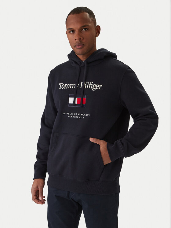 Tommy Hilfiger Bluză Embro Flag MW0MW42735 Bleumarin Regular Fit