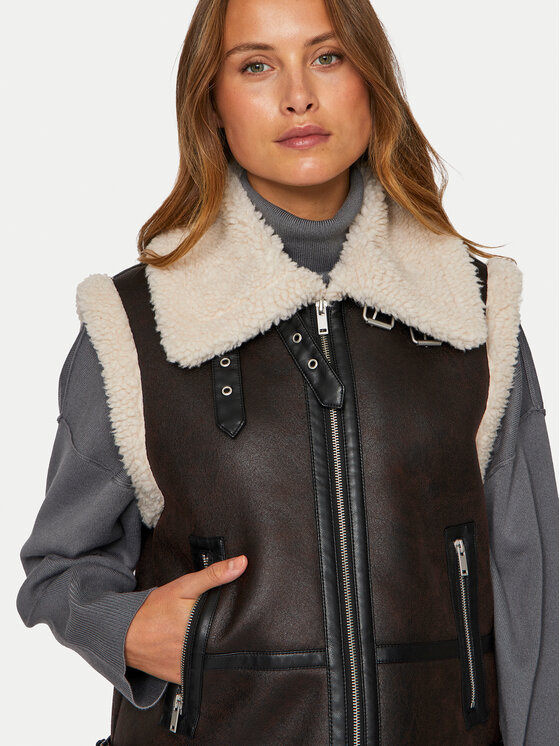 Vila Vila Bezrękawnik Risi 14097989 Brązowy Regular Fit