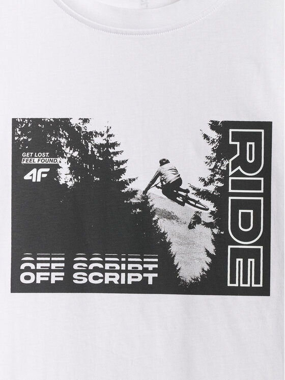 4F 4F T-Shirt WHEEL & WAVE Biały Relaxed Fit